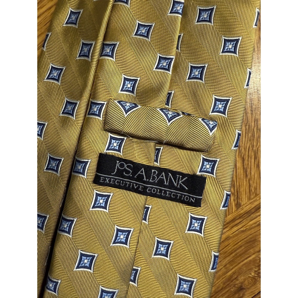 Jos. A. Bank Executive Collection Silk Tie Yellow Blue Geometric NWT‎